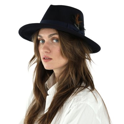 Hoeden - Gårda Molinella Crushable Wool felt Fedora (blauw)