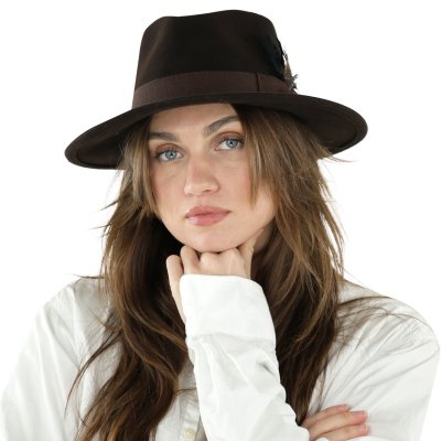 Hoeden - Gårda Molinella Crushable Wool felt Fedora (bruin)