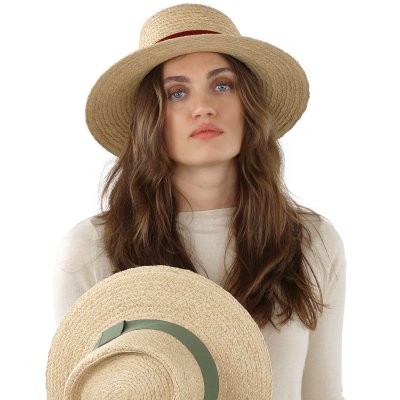 Stro hoed - Gårda Palma Gambler (naturel/rood)