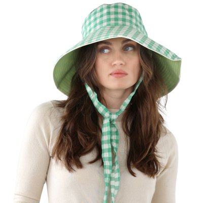 Hoeden - Gårda Poppy Checkered sun hat (groente)