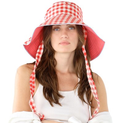 Hoeden - Gårda Poppy Checkered sun hat (rood)