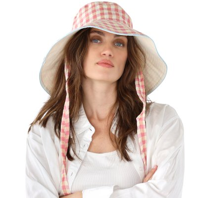 Hoeden - Gårda Poppy Checkered sun hat (roze)