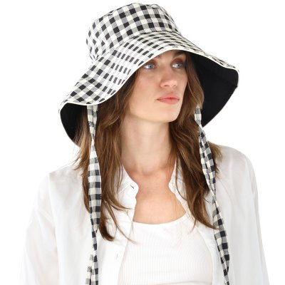 Hoeden - Gårda Poppy Checkered sun hat (zwart)
