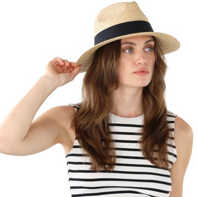 Stro hoed - Gårda Positano Fedora (naturel/zwart)