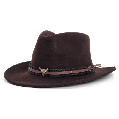 Hoeden - Gårda Santaquin Crushable Wool felt Western hat (bruin)
