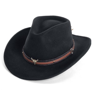 Hoeden - Gårda Santaquin Crushable Wool felt Western hat (zwart)