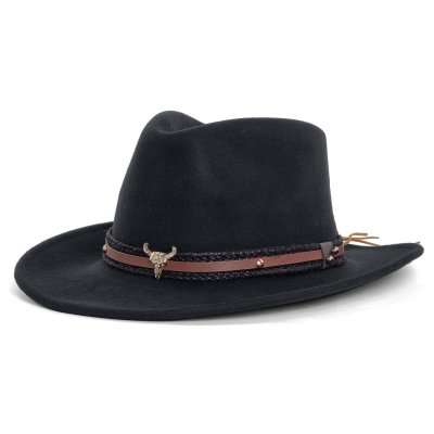 Hoeden - Gårda Santaquin Crushable Wool felt Western hat (zwart)