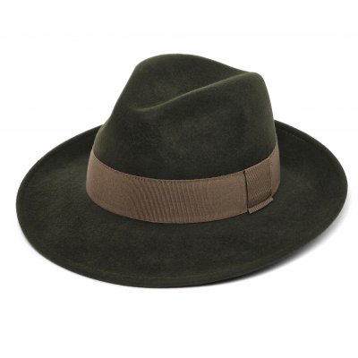 Hoeden - Gårda Volterra Fedora Wool Hat (militair groen/beige)