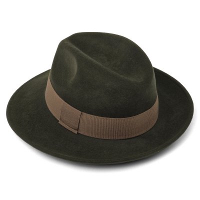 Hoeden - Gårda Volterra Fedora Wool Hat (militair groen/beige)