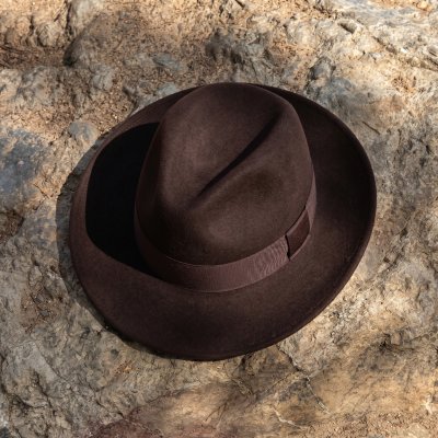 Hoeden - Gårda Volterra Fedora Wool Hat (donkerbruin)