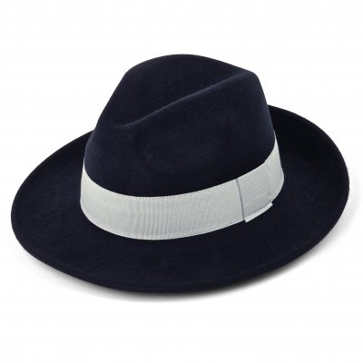 Hoeden - Gårda Volterra Fedora Wool Hat (marineblauw/gebroken wit)
