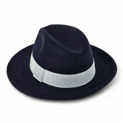 Hoeden - Gårda Volterra Fedora Wool Hat (marineblauw/gebroken wit)
