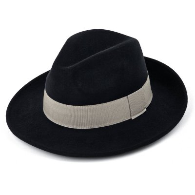 Hoeden - Gårda Volterra Fedora Wool Hat (zwart/crème)