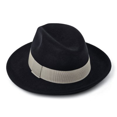 Hoeden - Gårda Volterra Fedora Wool Hat (zwart/crème)
