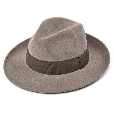 Hoeden - Gårda Volterra Fedora Wool Hat (taupe/militair groen)