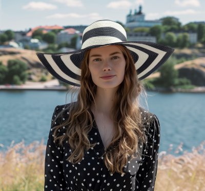 Hoeden - Gårda Strohoed (zwart/wit)