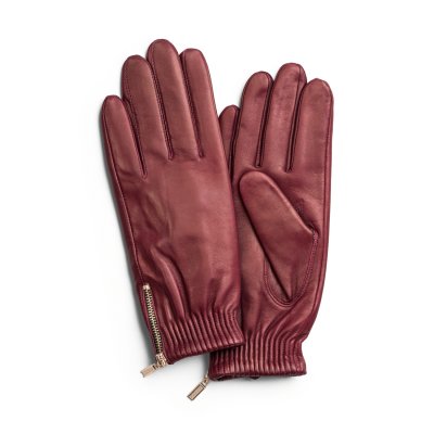 Handschoenen - HK Women's glove Gold side zip Lambskin, Wool blend lining (bordeauxrood)
