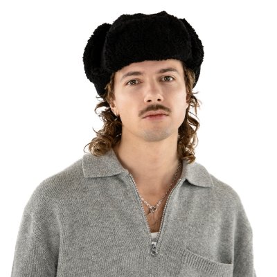Pilotenmuts - Gårda Angora Trapper Hat (zwart)