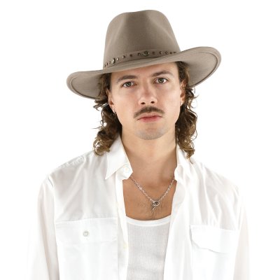 Hoeden - Gårda Bowmont Crushable Wool felt Western hat (greige)