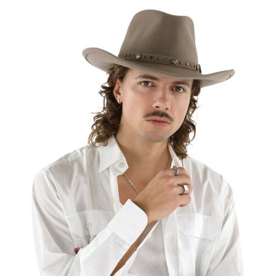 Hoeden - Gårda Bowmont Crushable Wool felt Western hat (greige)