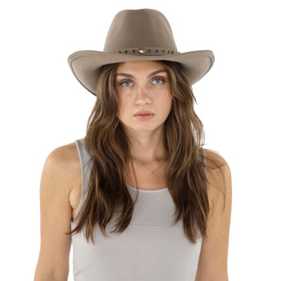Hoeden - Gårda Bowmont Crushable Wool felt Western hat (greige)