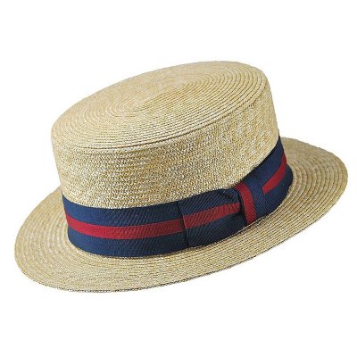 Hoeden - Straw Boater Hat Striped Band (naturel)