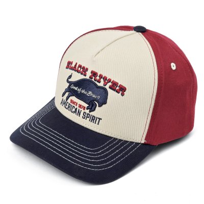 Kap - Black River Buffalo Trucker (crème/rood/blauw)