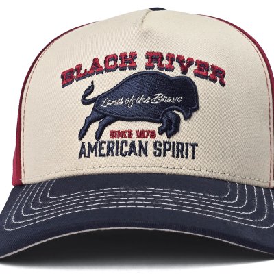 Kap - Black River Buffalo Trucker (crème/rood/blauw)
