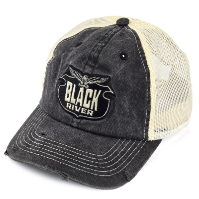 Kap - Black River Eagle Washed Trucker (zwart/crème)