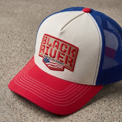 Kap - Black River Frontier Trucker (gebroken wit/blauw/rood)