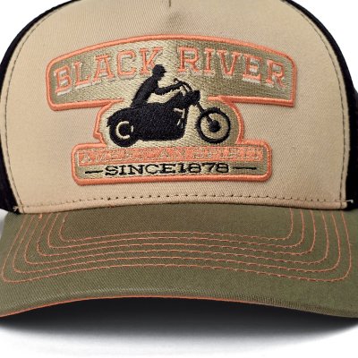 Kap - Black River Motorcycle Trucker (beige/zwart/groen)