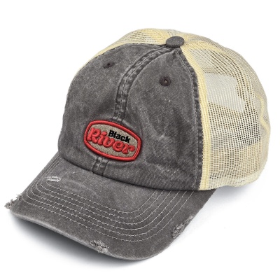 Kap - Black River Portland Washed Trucker (zwart/crème)