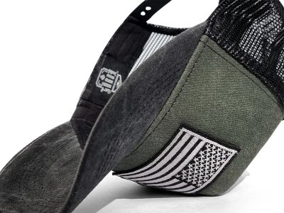 Pet - Gårda Flag Denim Trucker Cap (groen/zwart)