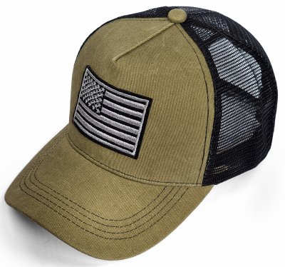 Pet - Gårda Flag Denim Trucker Cap (olijf)
