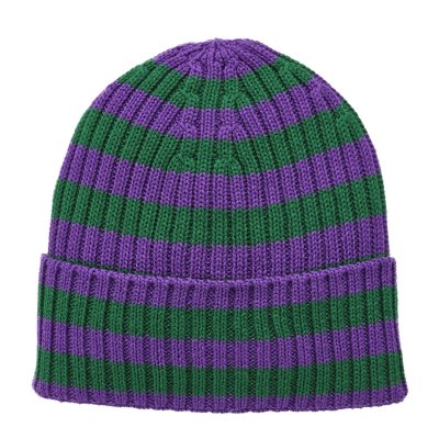 Muts - Gårda Davos Striped Merino Wool Beanie (groen/paars)