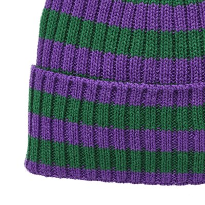 Muts - Gårda Davos Striped Merino Wool Beanie (groen/paars)