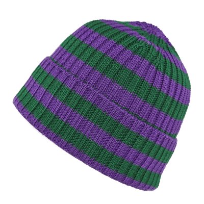 Muts - Gårda Davos Striped Merino Wool Beanie (groen/paars)