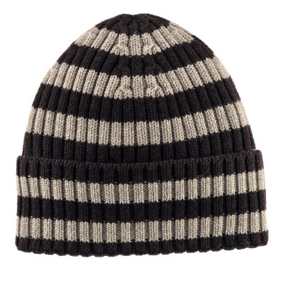 Muts - Gårda Davos Striped Merino Wool Beanie (bruin/beige)