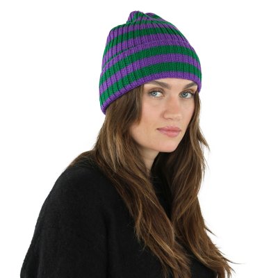Muts - Gårda Davos Striped Merino Wool Beanie (groen/paars)