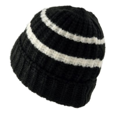 Muts - Gårda Les Deux Alpes Striped Merino Mix Beanie (zwart/wit)