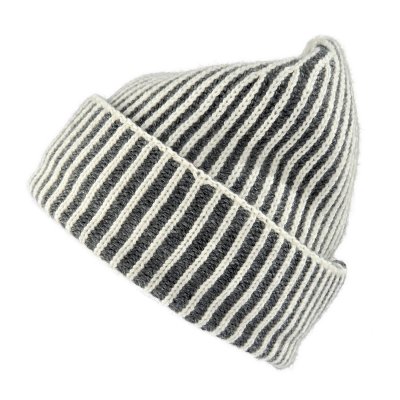 Muts - Gårda Megève Striped Cashmere Mix Beanie (grijs/wit)