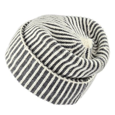 Muts - Gårda Megève Striped Cashmere Mix Beanie (grijs/wit)