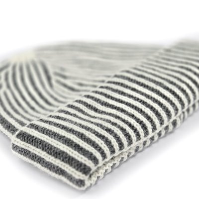 Muts - Gårda Megève Striped Cashmere Mix Beanie (grijs/wit)