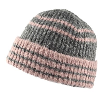 Muts - Gårda Verbier Striped Wool Mix Beanie (grijs/roze)