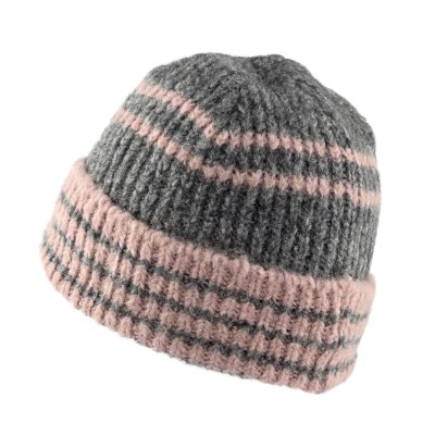 Muts - Gårda Verbier Striped Wool Mix Beanie (grijs/roze)