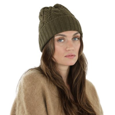 Muts - Gårda Villars Cable Knit Wool Mix Beanie (mosgroen)