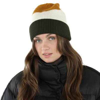 Muts - Gårda Courchevel Merino Wool Beanie (groen/gebroken wit/mosterd)