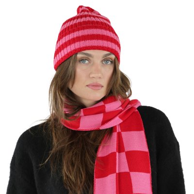 Muts - Gårda Davos Striped Merino Wool Beanie (rood/roze)