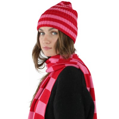 Muts - Gårda Davos Striped Merino Wool Beanie (rood/roze)