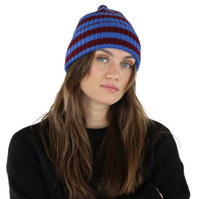 Muts - Gårda Davos Striped Merino Wool Beanie (bordeaux/blauw)